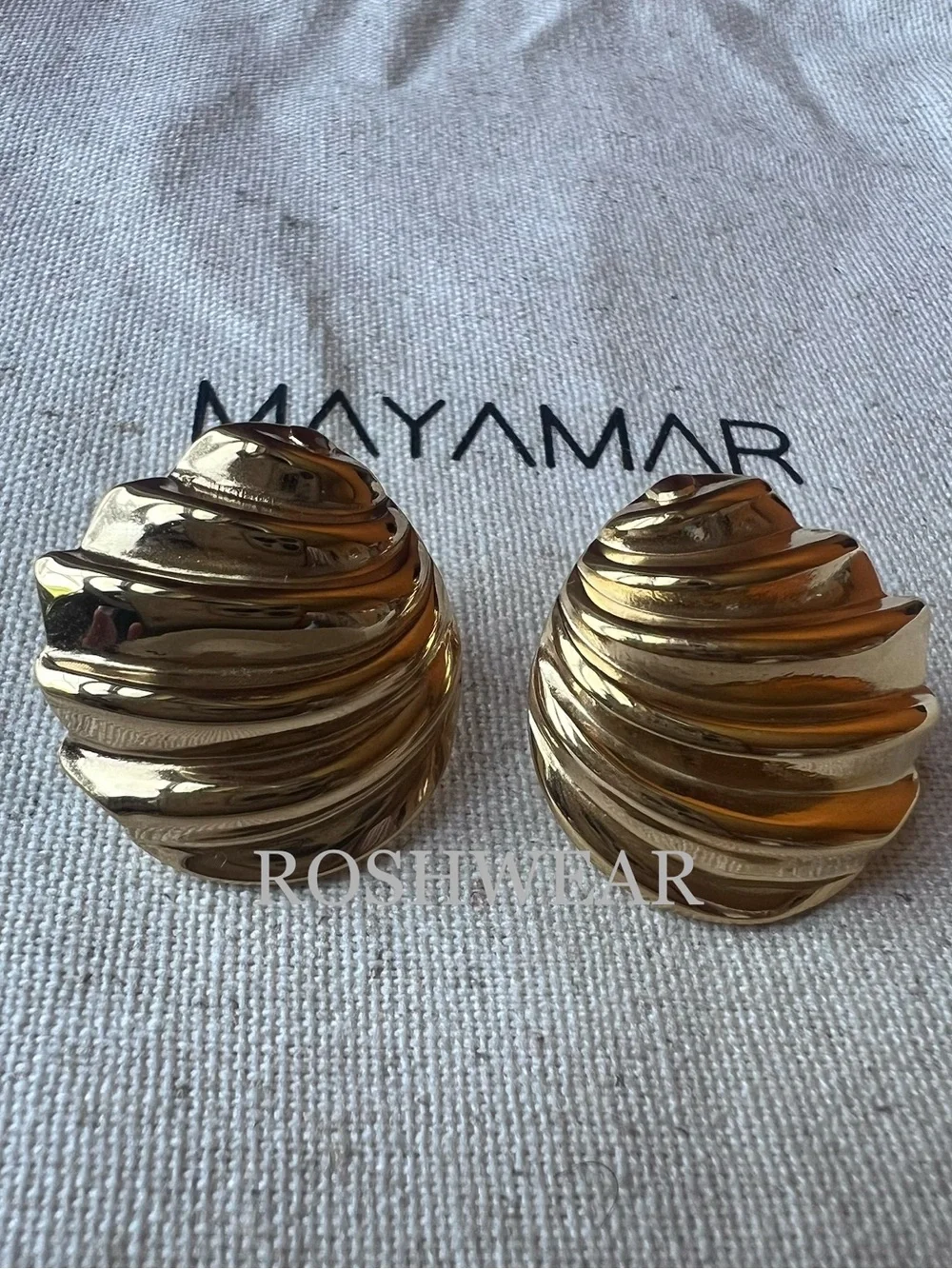 Mayamar Gold-Tone Sculpted Wave Earrings NWOT